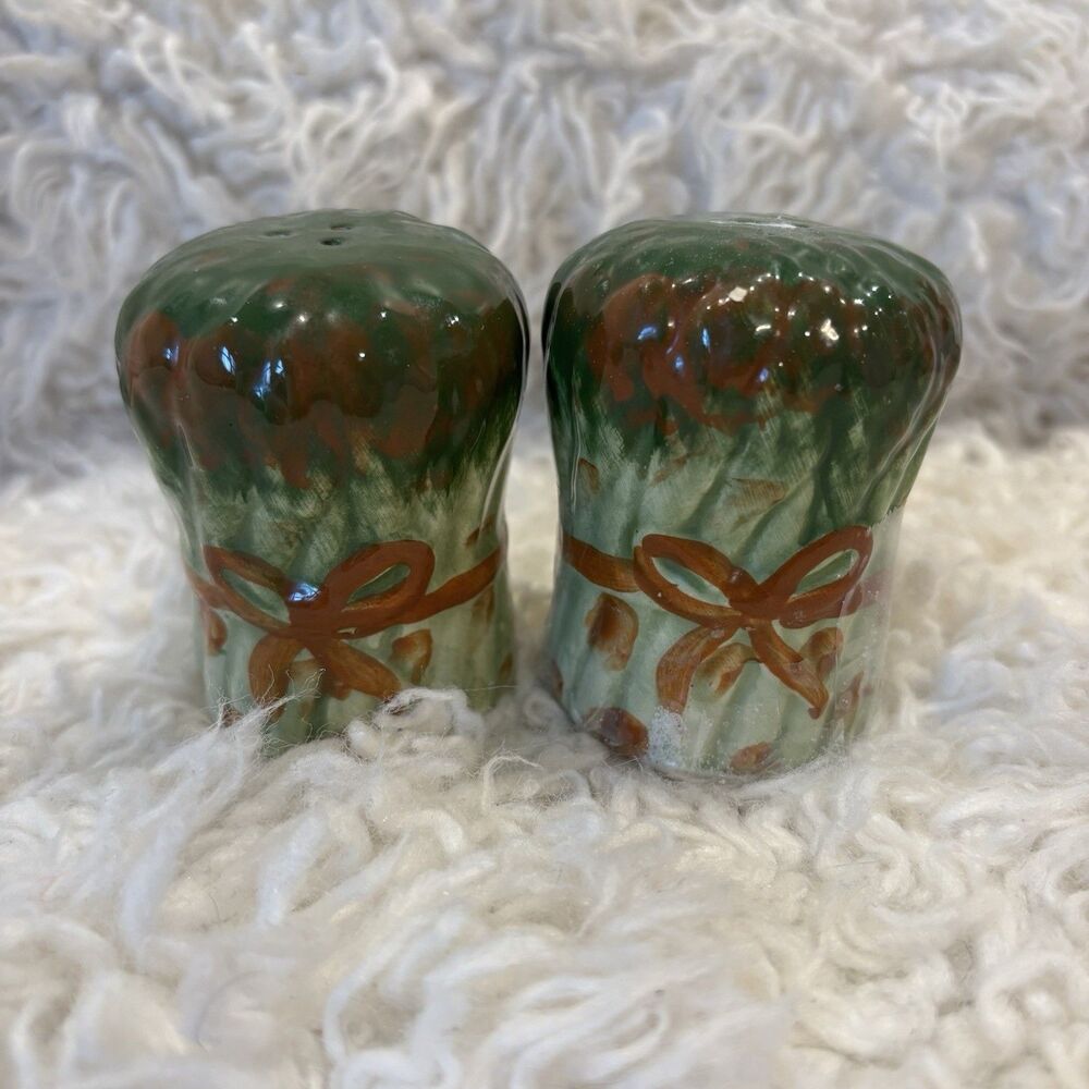 Lot of 2 - Ceramic Asparagus Salt Pepper Shakers